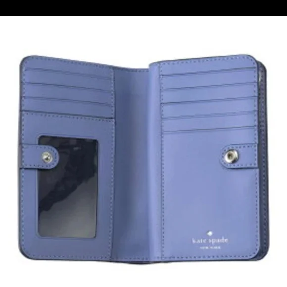 KATE SPADE Lena Colorblock Medium Compact Bifold Wallet Parisian Navy Multi KI83 - Picture 4 of 9